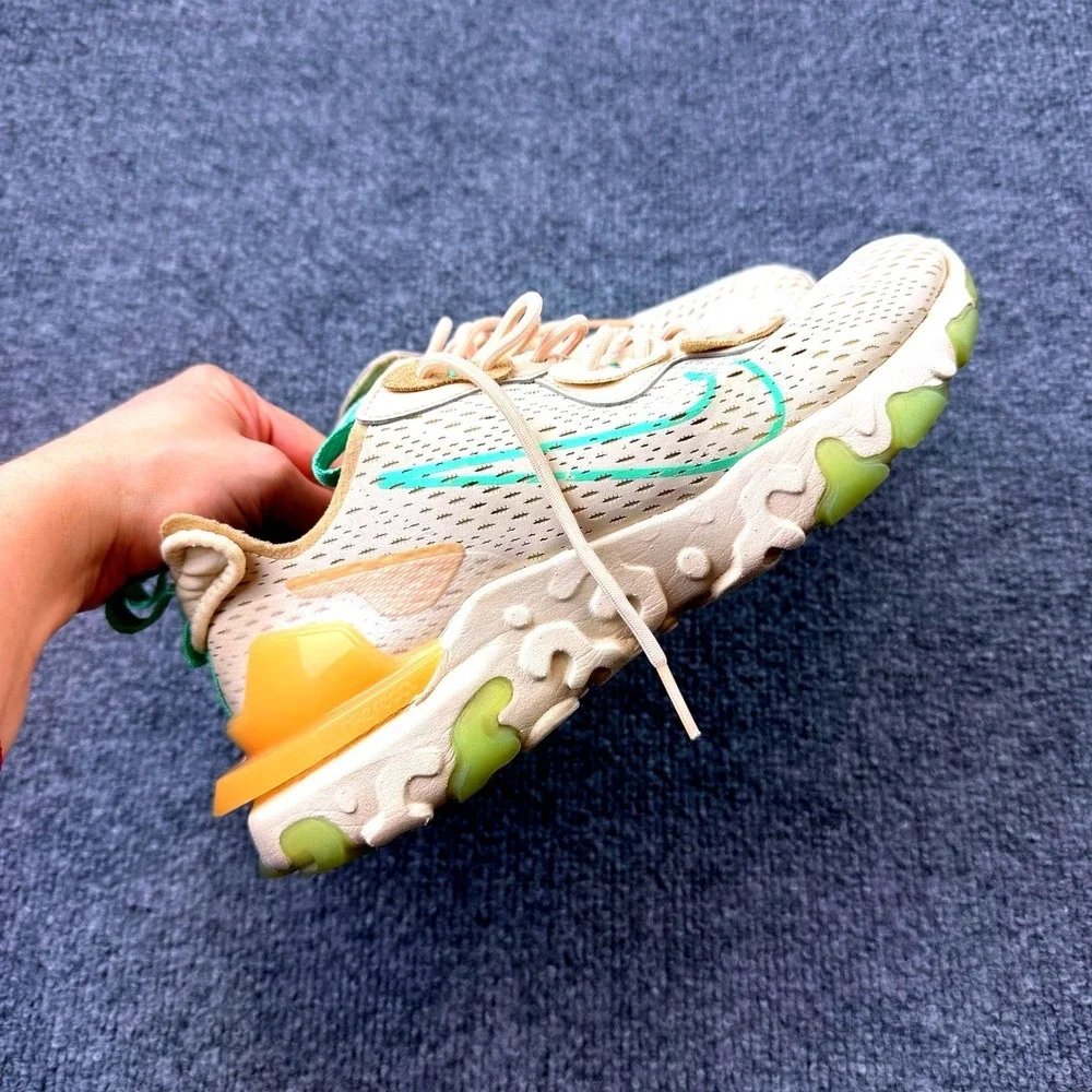 Nike React Vision CI7523-201‎ Mens 9.5 Beige Green Lifestyle Sneakers Y2K